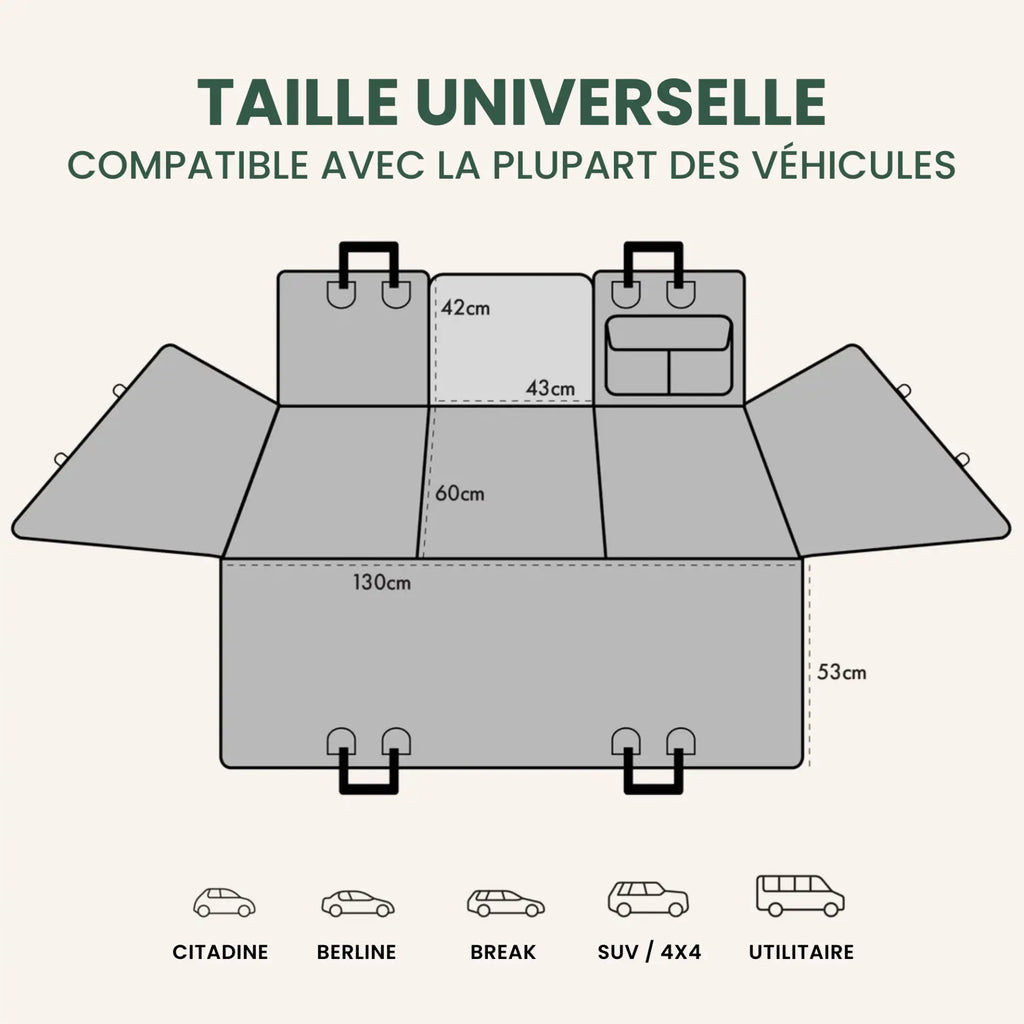 Housse de Protection Voiture pour Chien avec Base Rigide