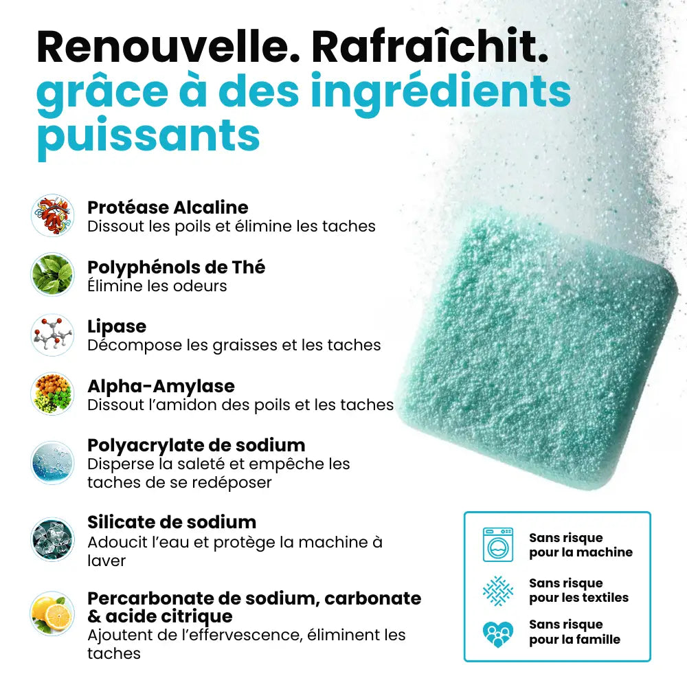 Pastilles de nettoyage en profondeur pour machine à laver