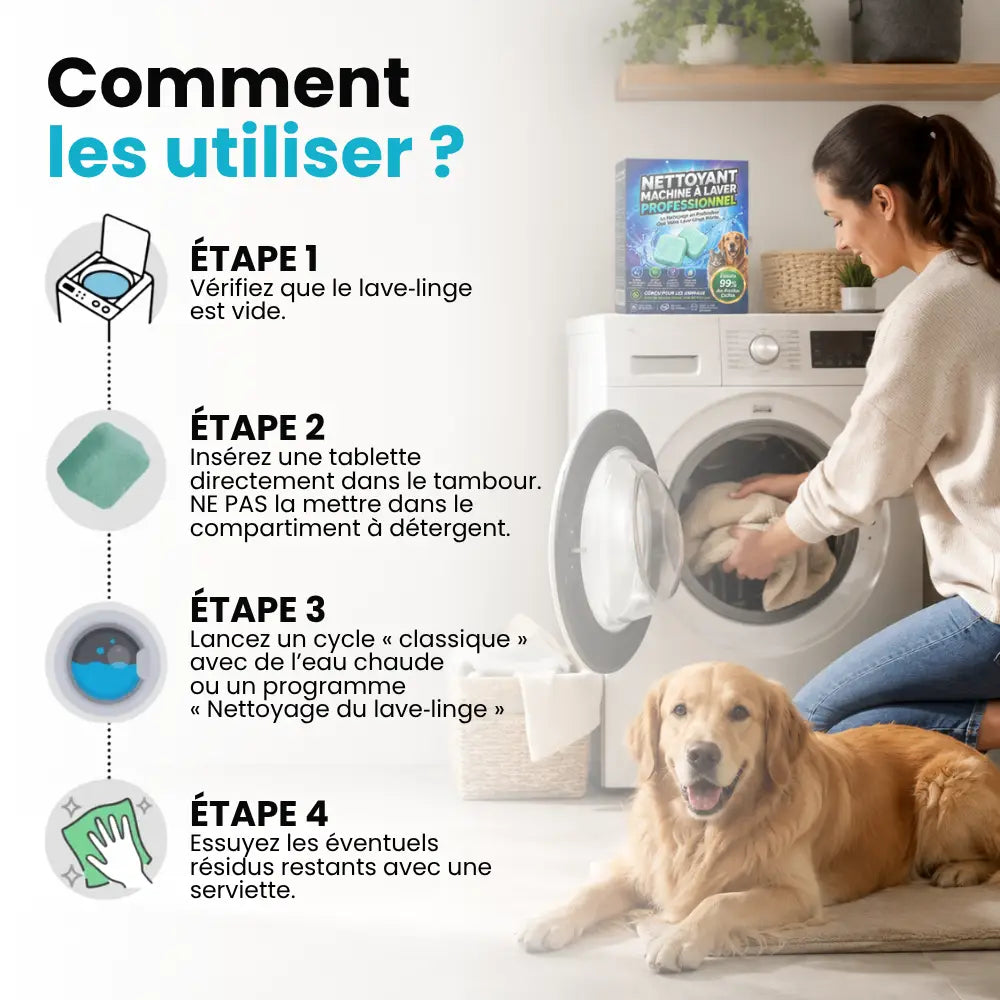 Pastilles de nettoyage en profondeur pour machine à laver