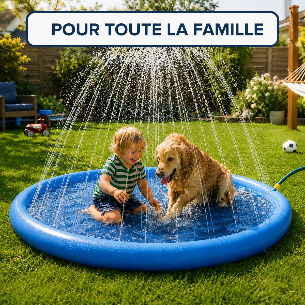 Piscine pour chiens avec jets