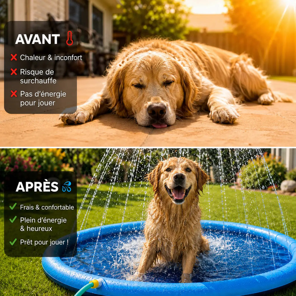 Piscine pour chiens avec jets