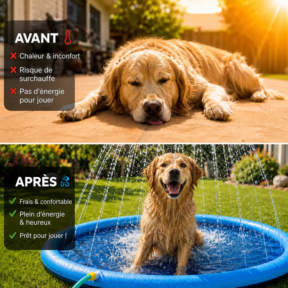 Piscine pour chiens avec jets
