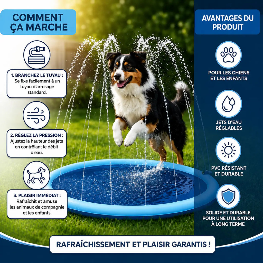Piscine pour chiens avec jets