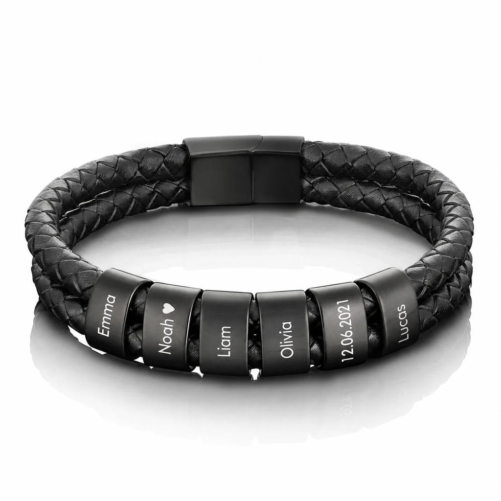 Engraved leather bracelet