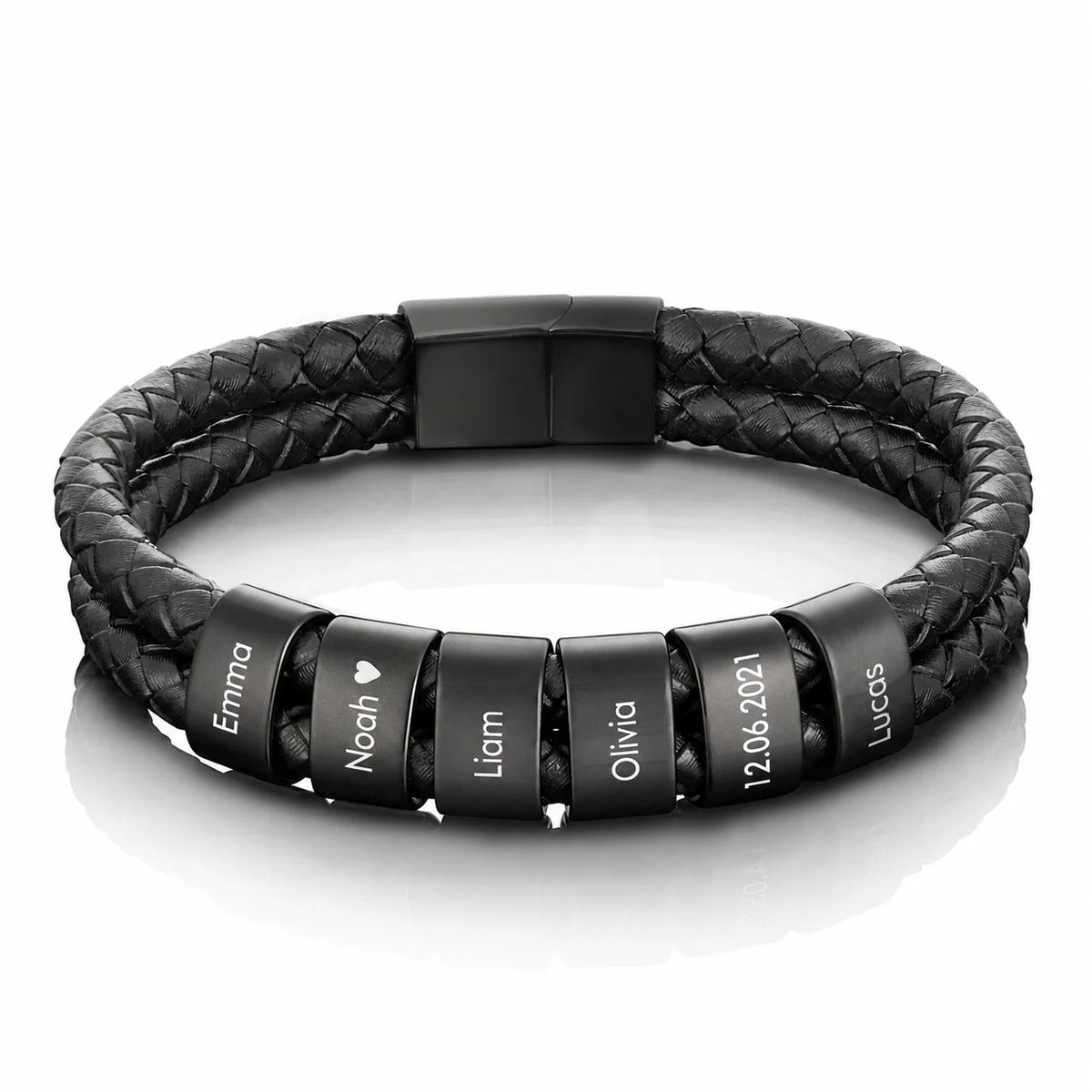 Engraved leather bracelet