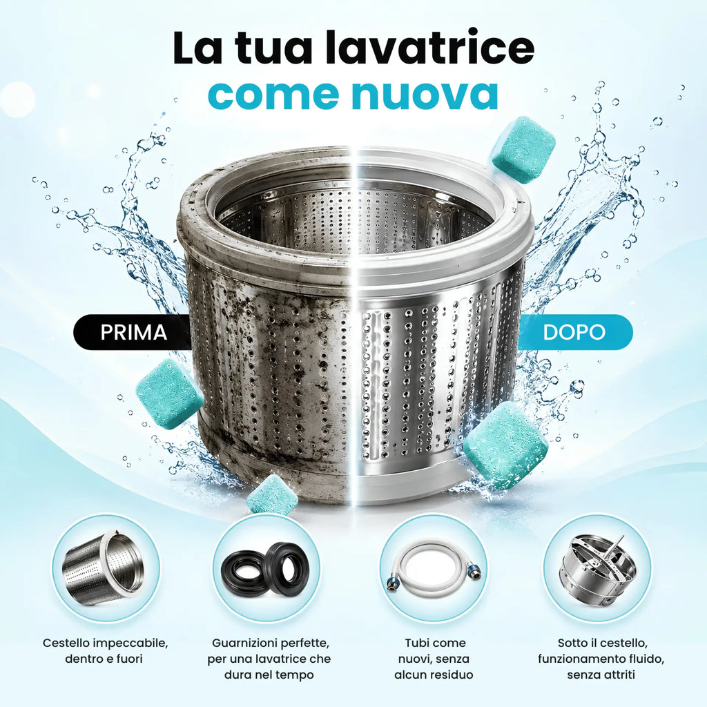 Pastiglie per la pulizia profonda della lavatrice