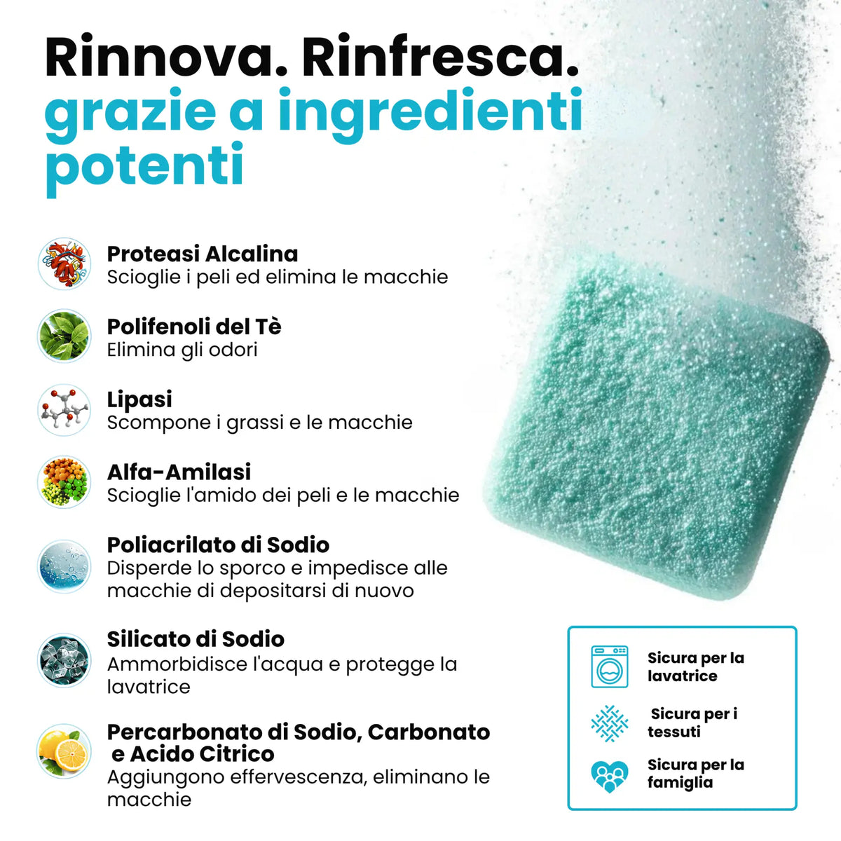 Pastiglie per la pulizia profonda della lavatrice