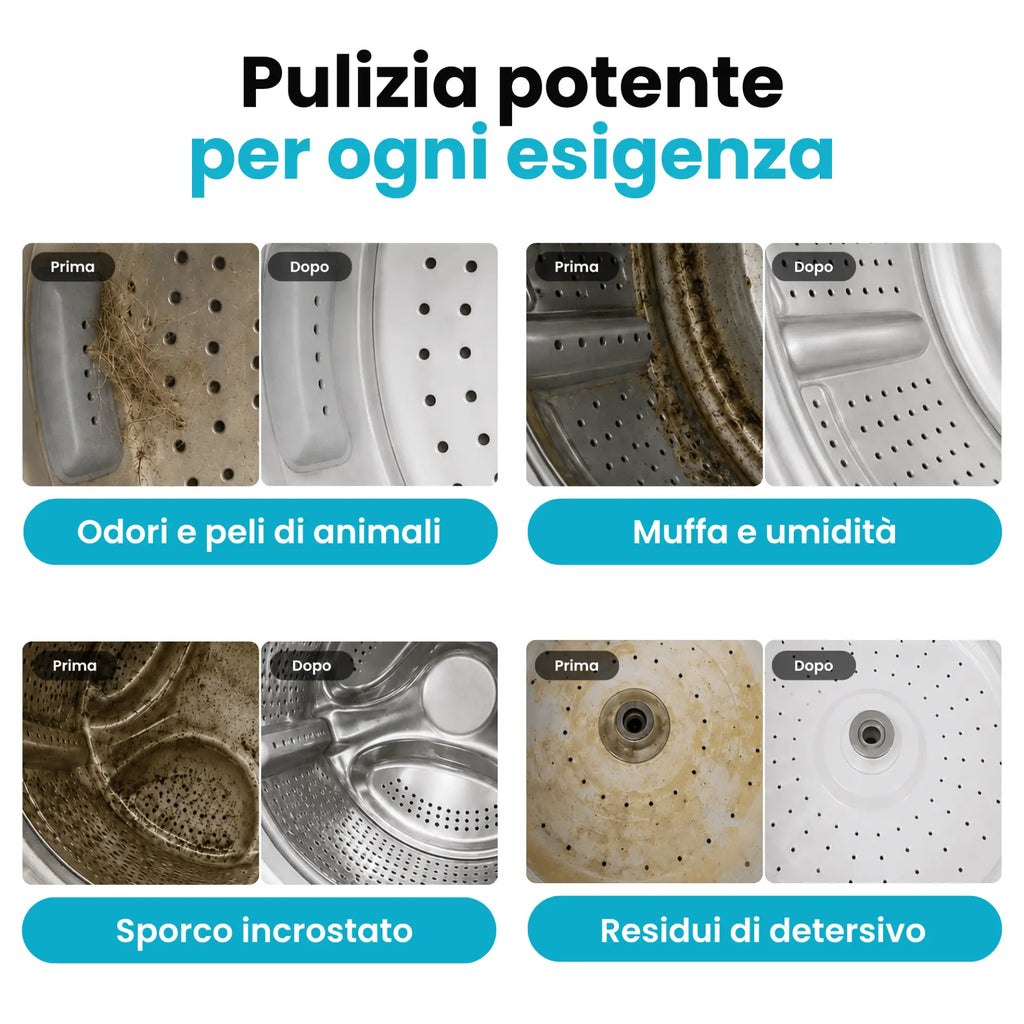 Pastiglie per la pulizia profonda della lavatrice