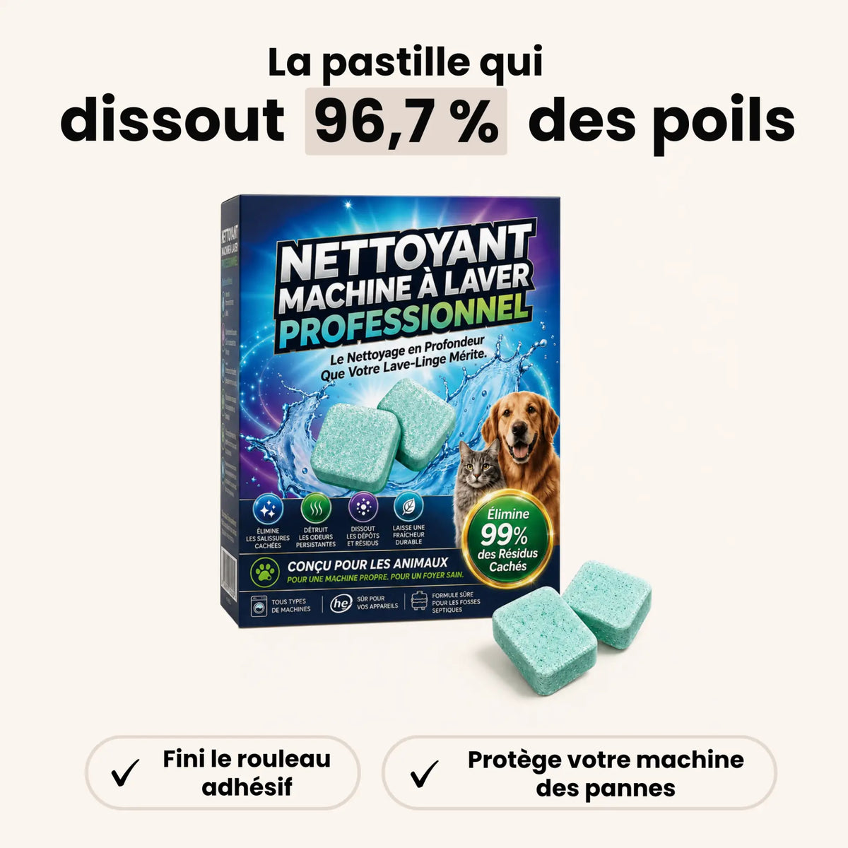 Pastilles de nettoyage en profondeur pour machine à laver