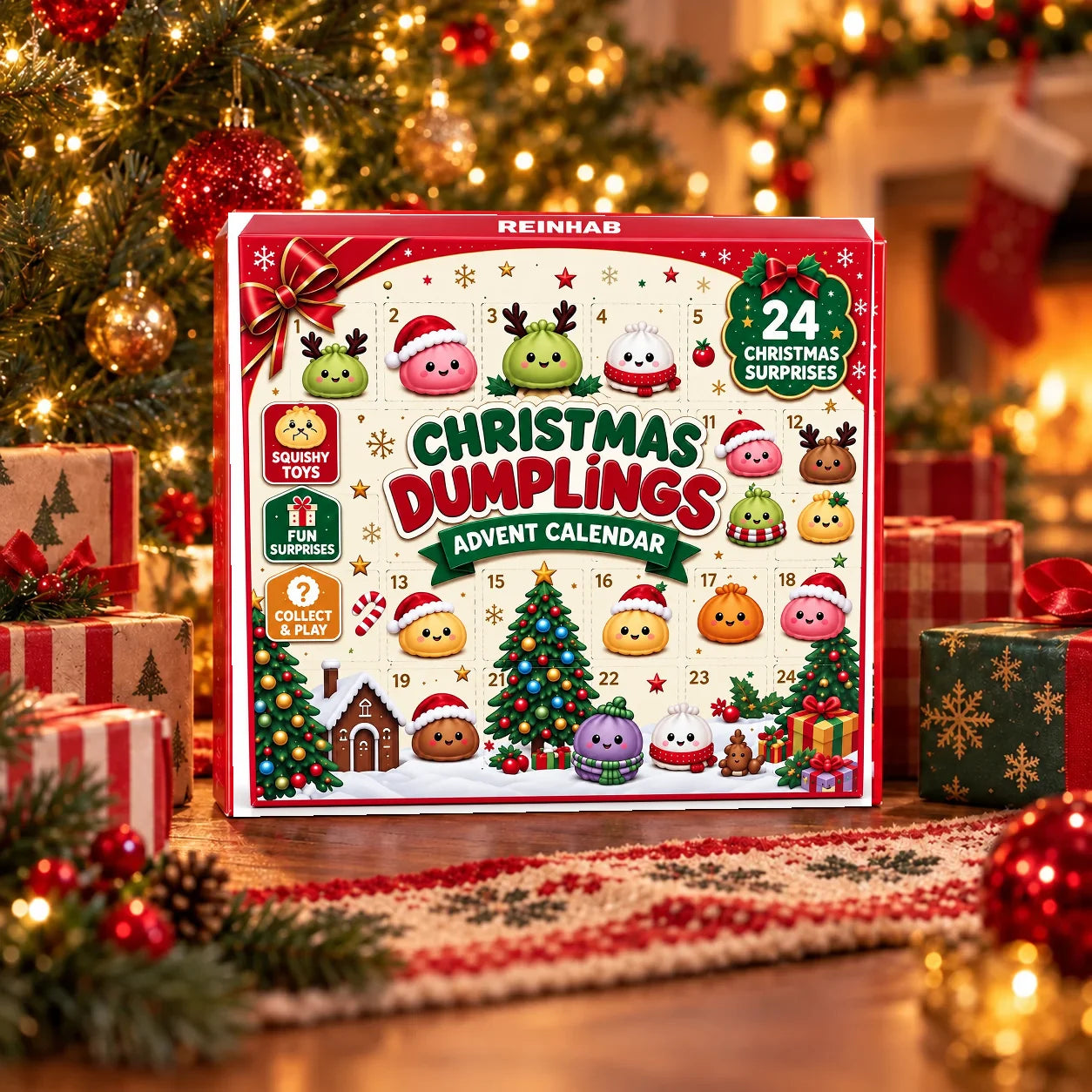 Dumpling advent calendar under the tree